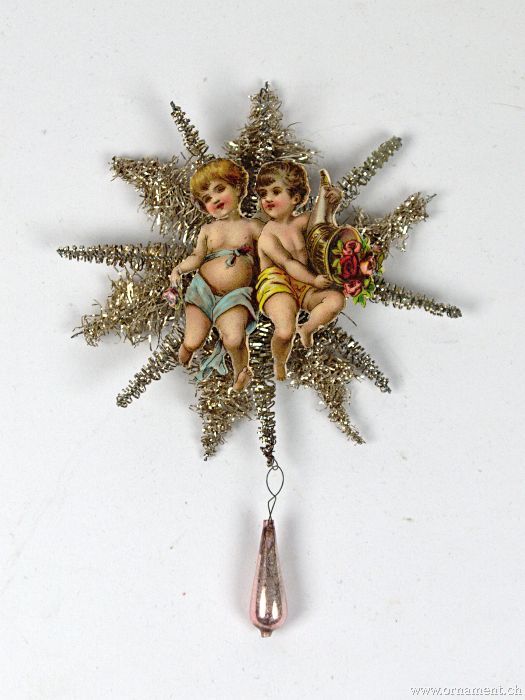Tinsel Ornament with Angel scrap