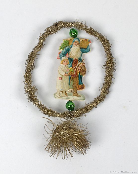Tinsel Ornament with Santa Scrap