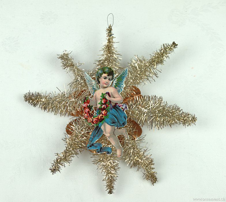 Large Tinsel Star with Angel Scrap