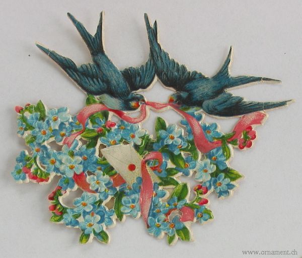 Couple of Swallows with Flowers