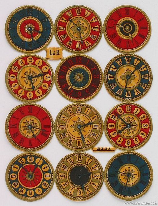 Sheet of 12 Different Clock Faces